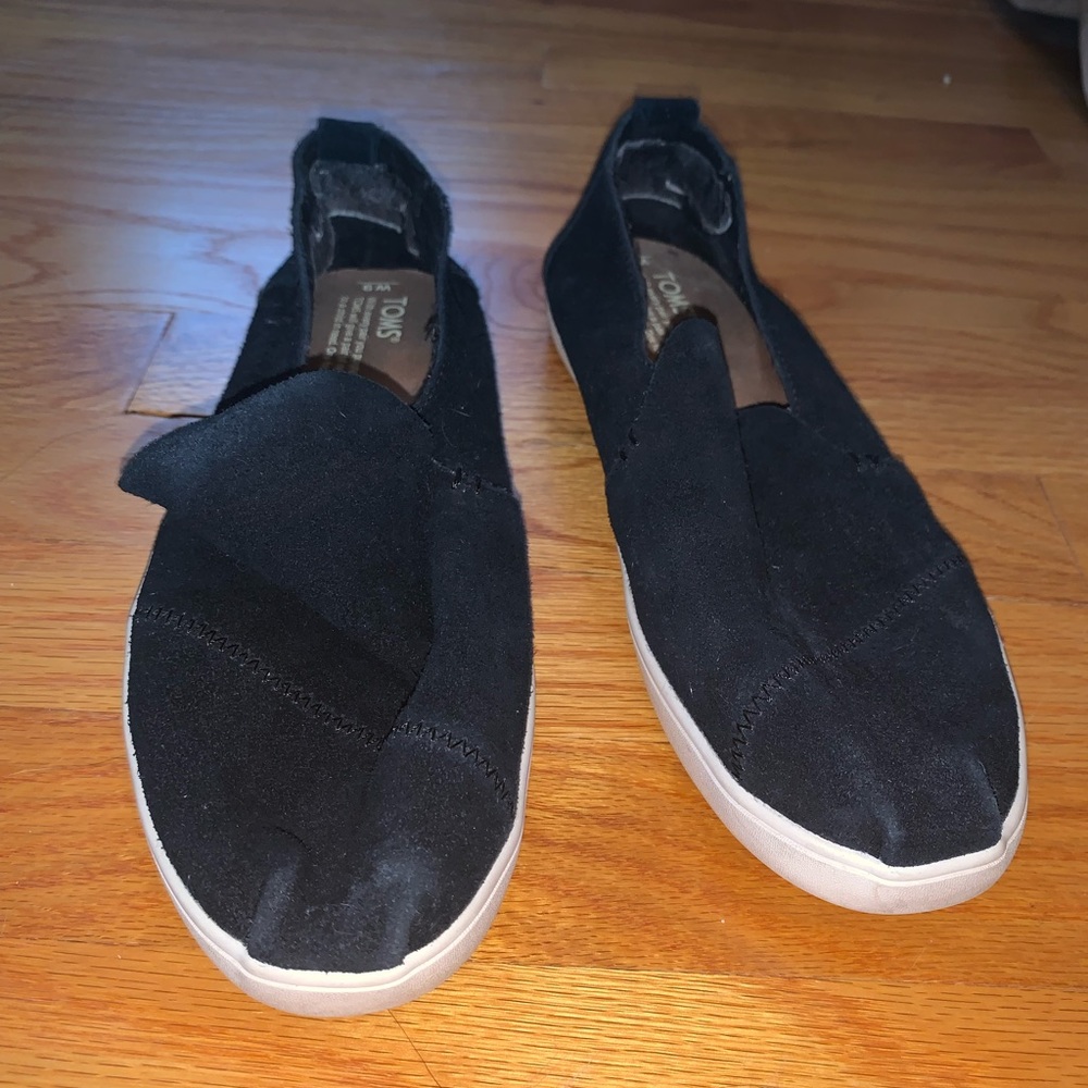Toms Black Suede Slip Ons